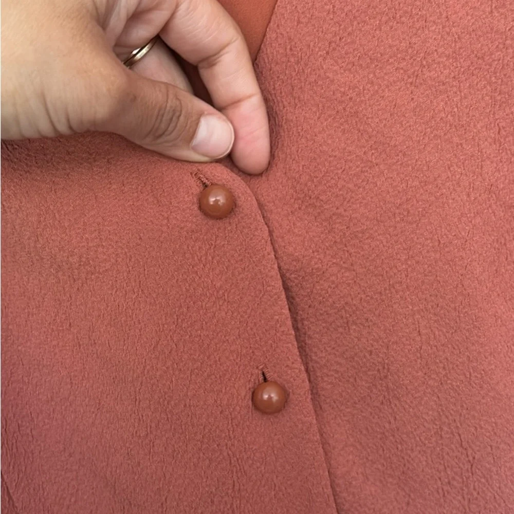 Wilfred Rust-Red Button-Front V-Neck Midi Dress - Picture 6 of 8